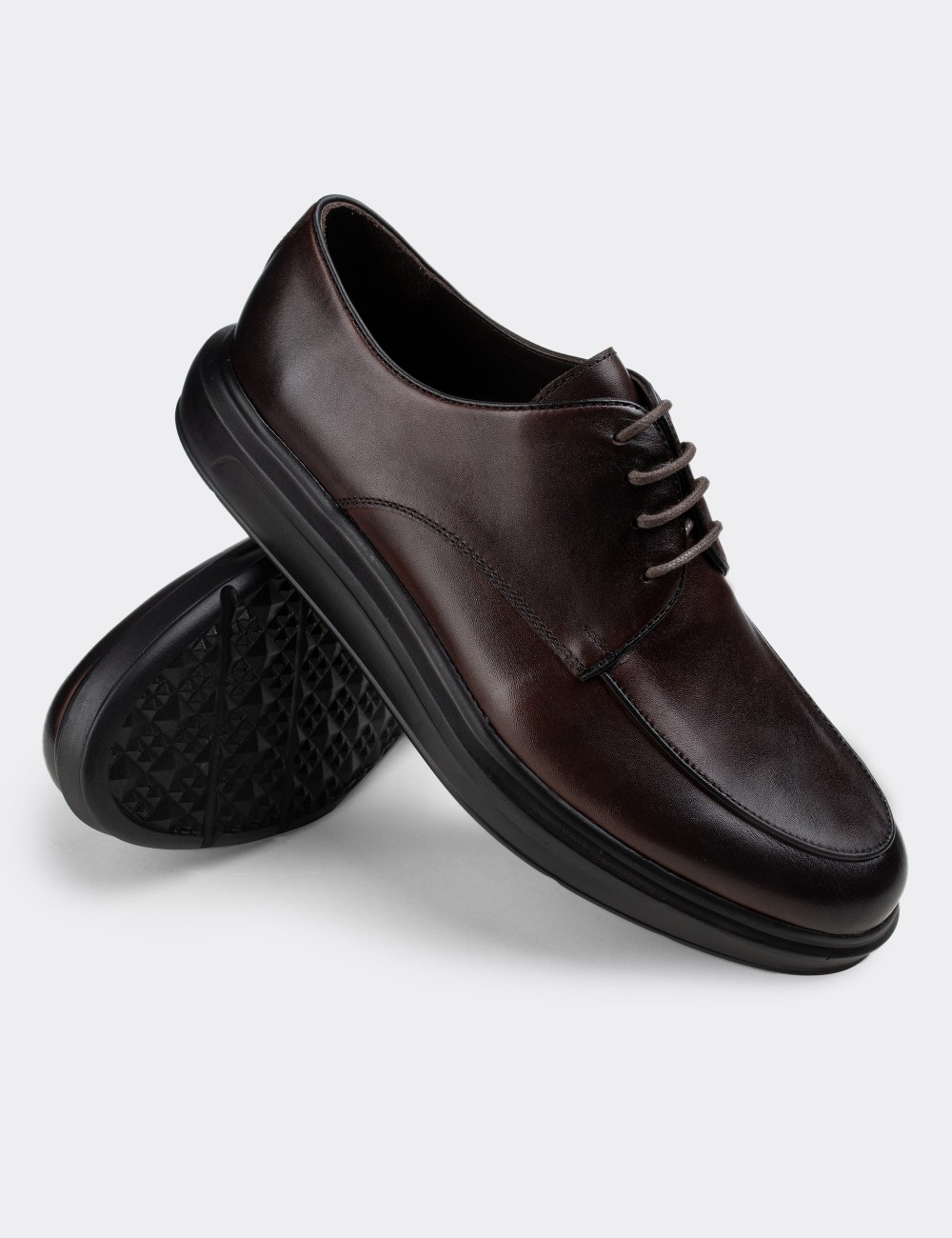 Brown  Leather Lace-up Shoes - 01841MKHVP01
