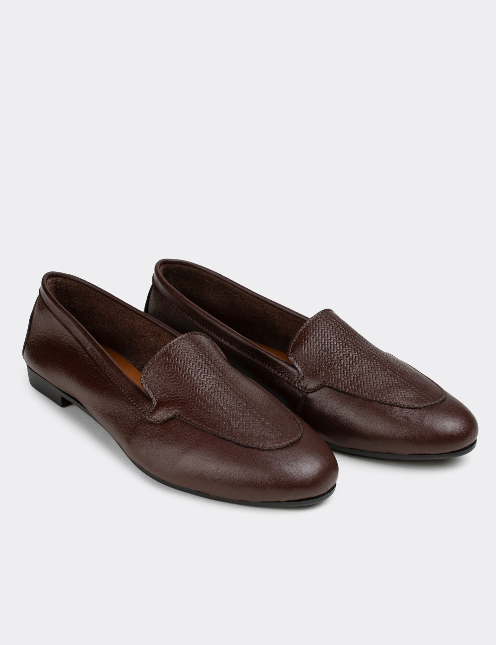 Brown  Leather Loafers - E3206ZKHVC04