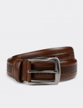 Calfskin Leather Brown Men's Belt
