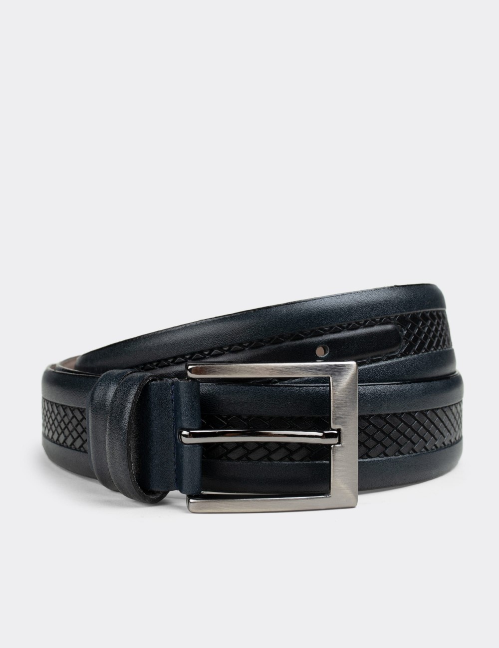  Leather Navy Men's Belt - K0401MLCVW01