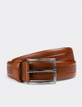 Calfskin Leather Tan Men's Belt