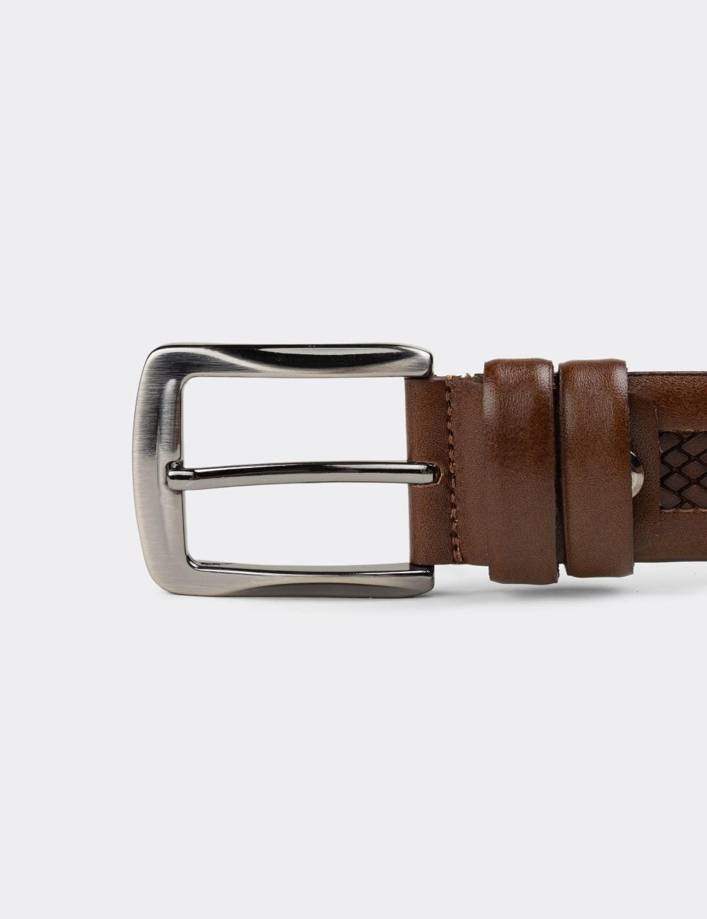  Leather Brown Men's Belt - K0401MKHVW01