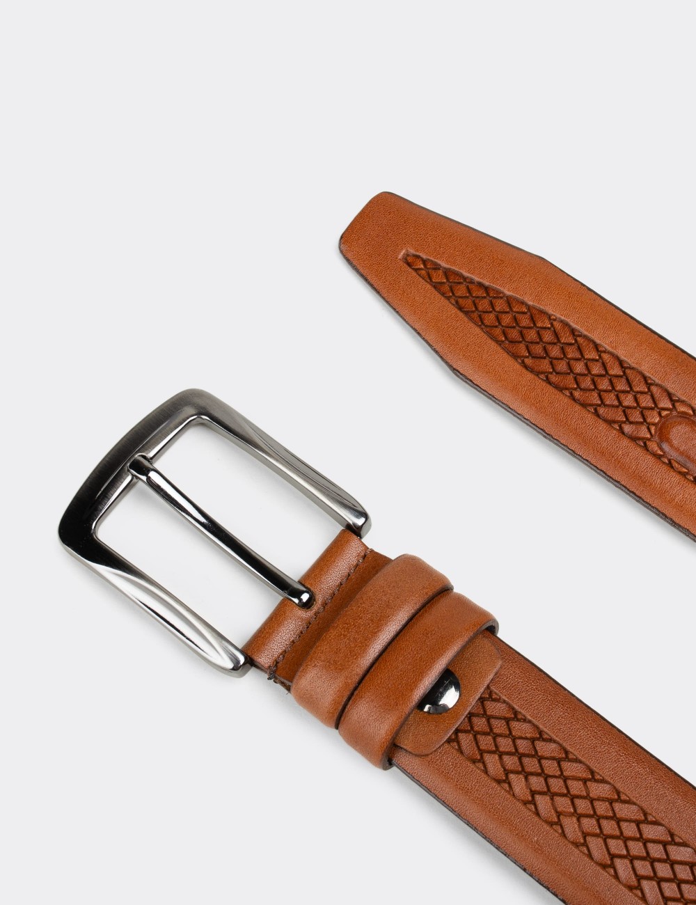  Leather Tan Men's Belt - K0401MTBAW01