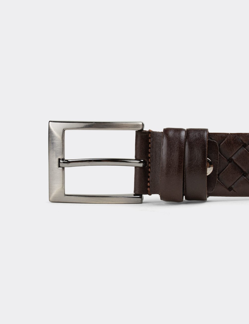  Leather Brown Men's Belt - K0400MKHVW01