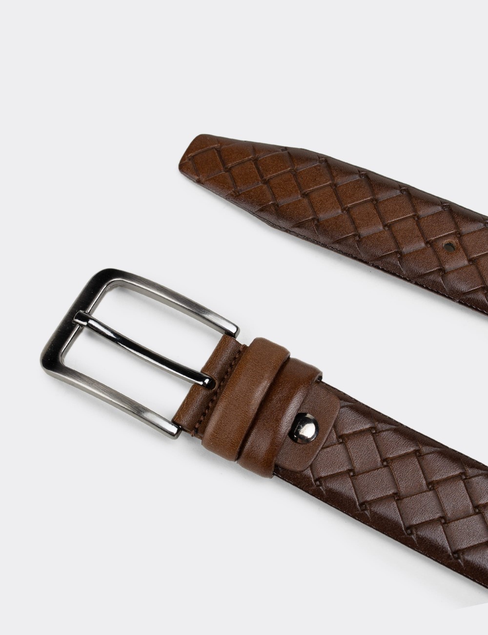  Leather Brown Men's Belt - K0400MKHVW02