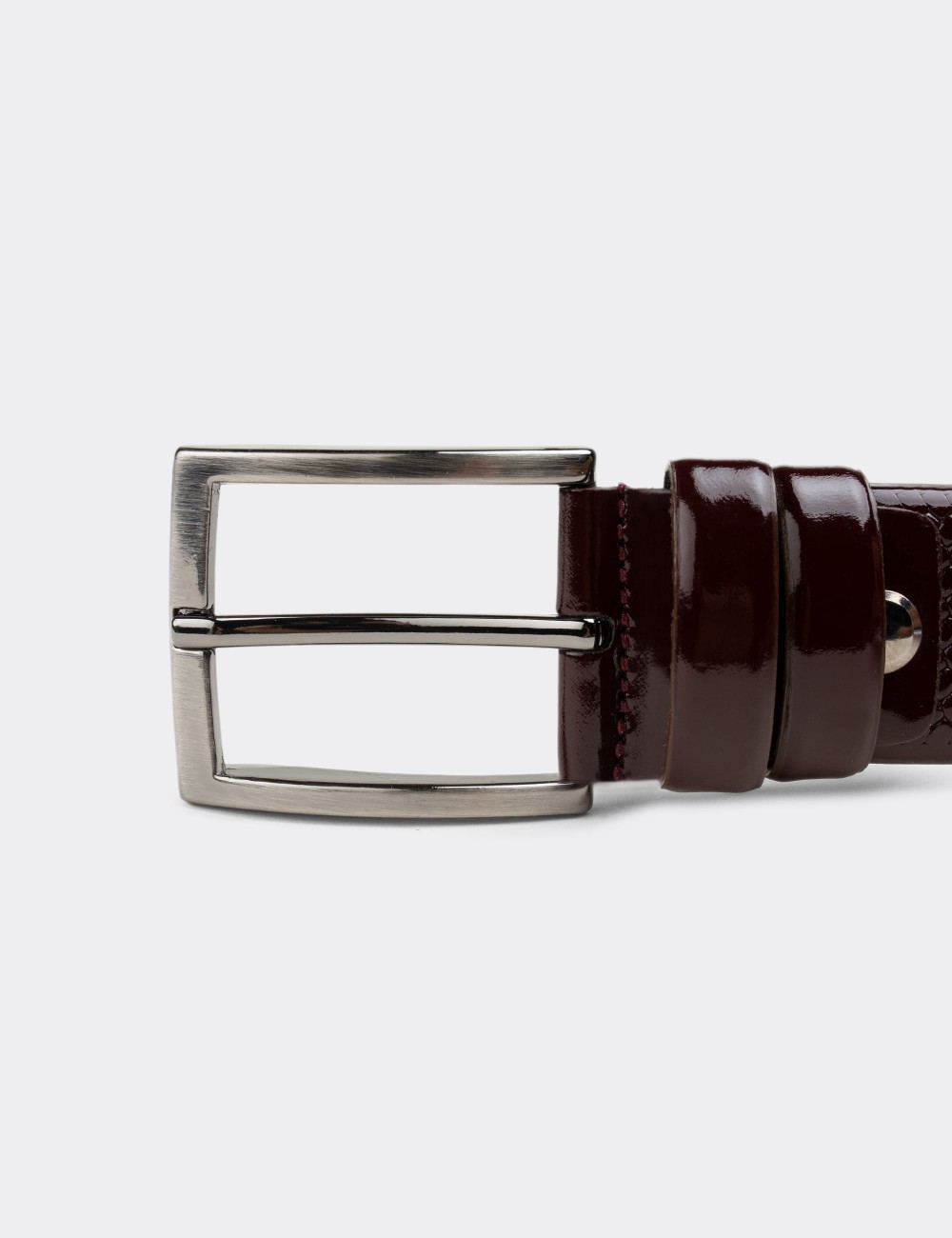 Patent Leather Burgundy Men's Belt - K0404MBRDW01