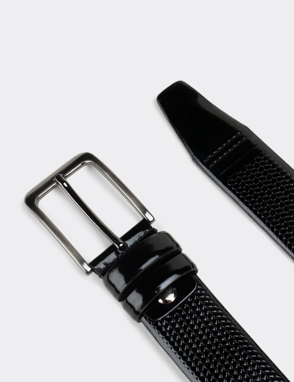 Patent Leather Black Men's Belt - K0404MSYHW01
