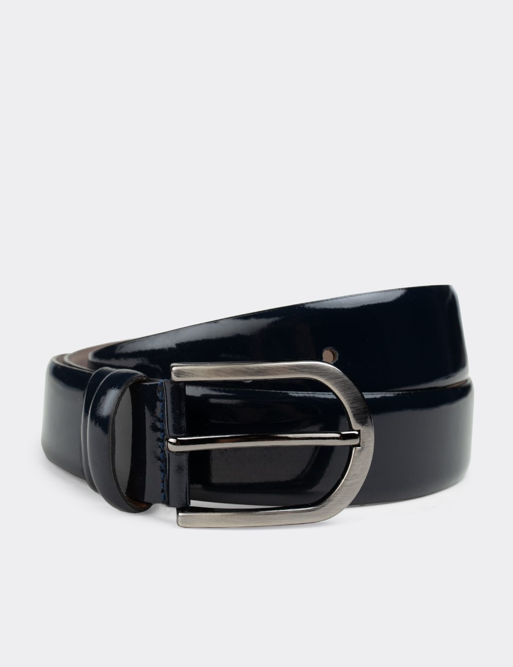 Patent Leather Navy Men's Belt - K0402MLCVW01