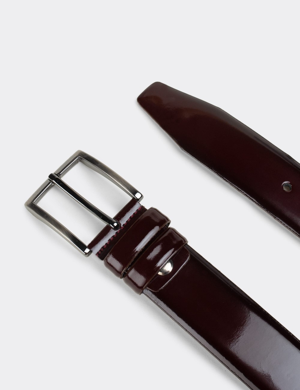 Patent Leather Burgundy Men's Belt - K0402MBRDW01
