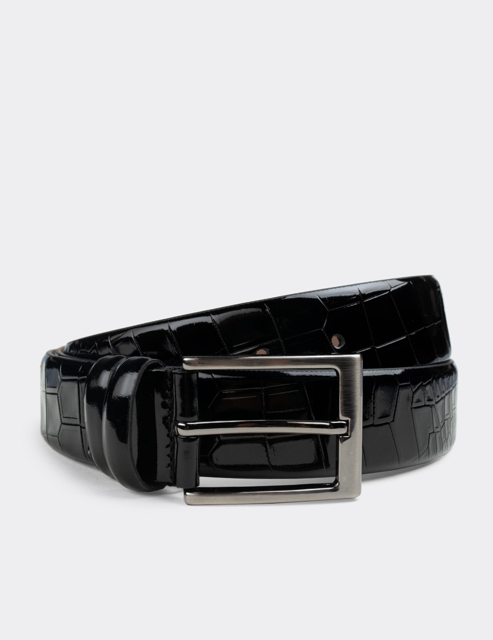 Patent Leather Black Men's Belt - K0103MSYHW02