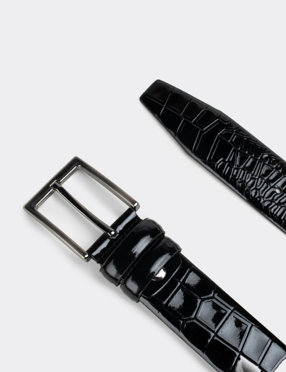 Patent Leather Black Men's Belt - K0103MSYHW02