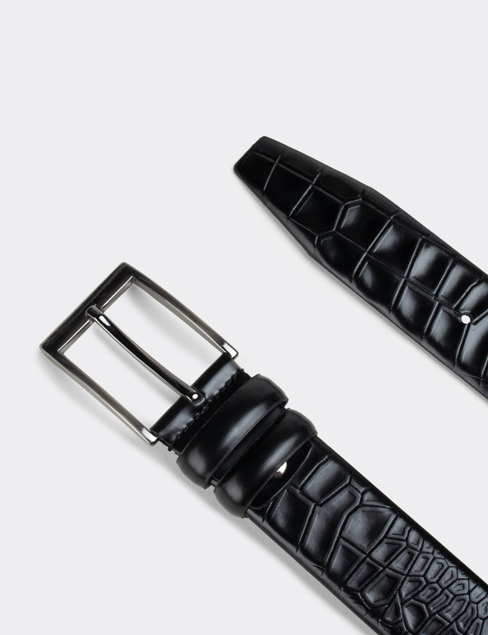  Leather Black Men's Belt - K0103MSYHW01