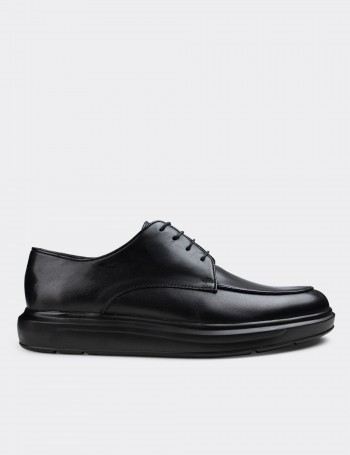 Black  Leather Lace-up Shoes - 01841MSYHP01