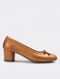 Copper  Leather Lace-up Shoes