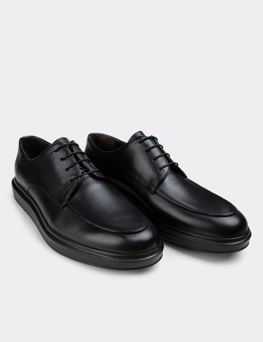 Black  Leather Lace-up Shoes - 01841MSYHP01