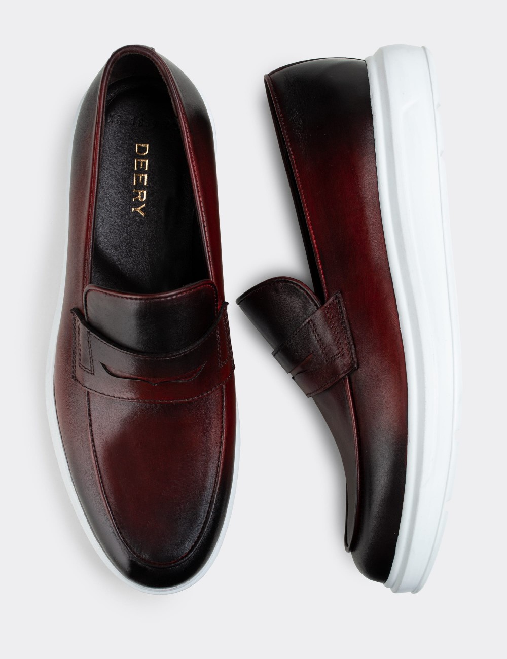 Burgundy  Leather Loafers - 01839MBRDP01