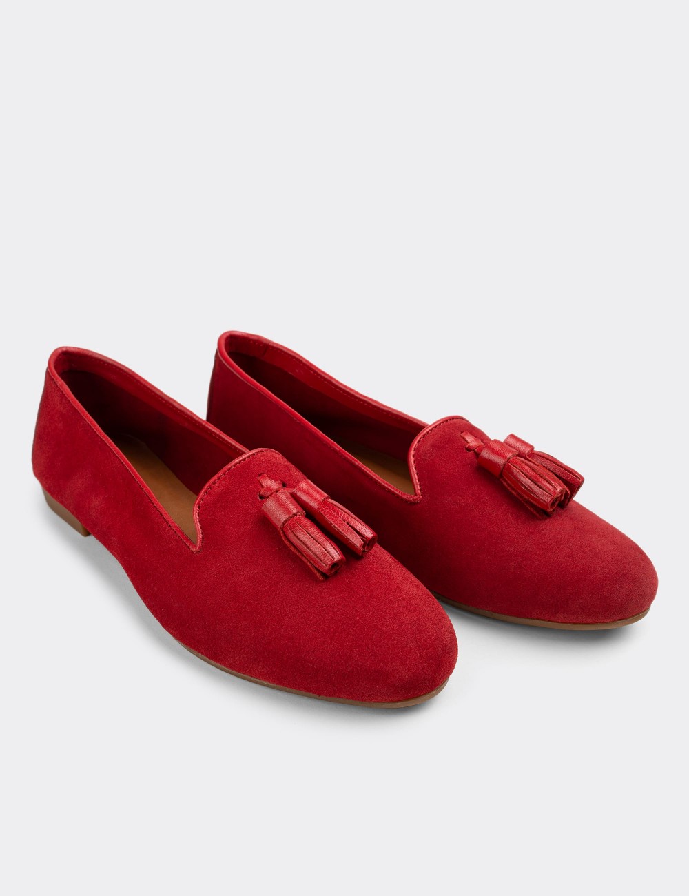 Red Suede Leather Loafers - E3204ZKRMC02