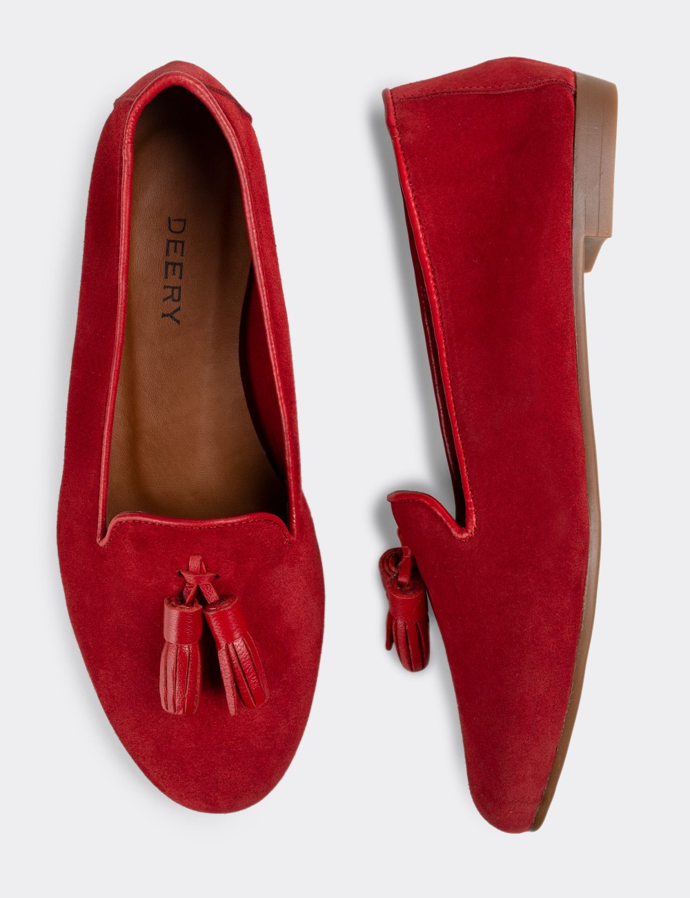 Red Suede Leather Loafers - E3204ZKRMC02