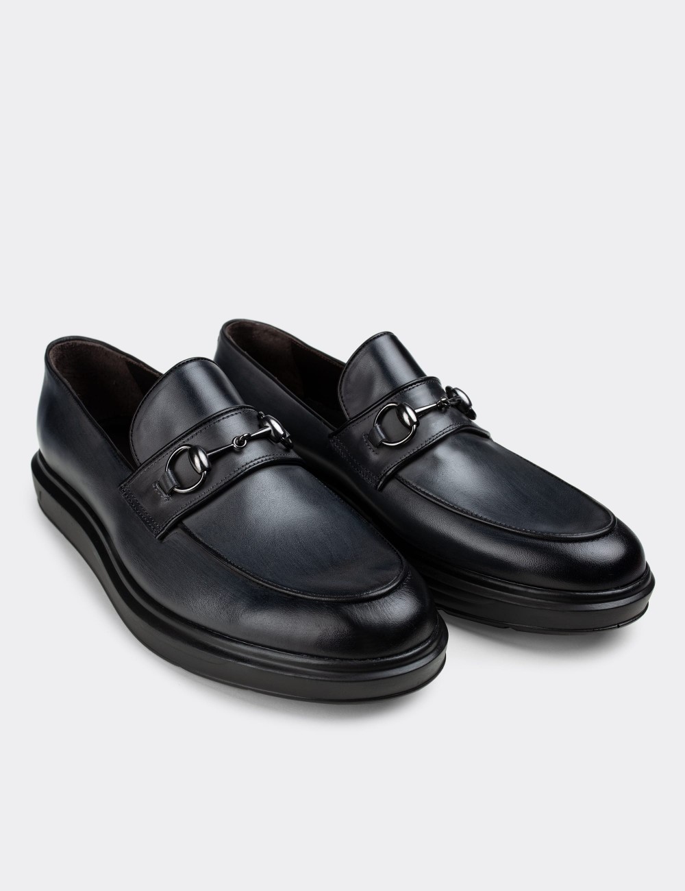 Gray  Leather Loafers - 01842MGRIP01