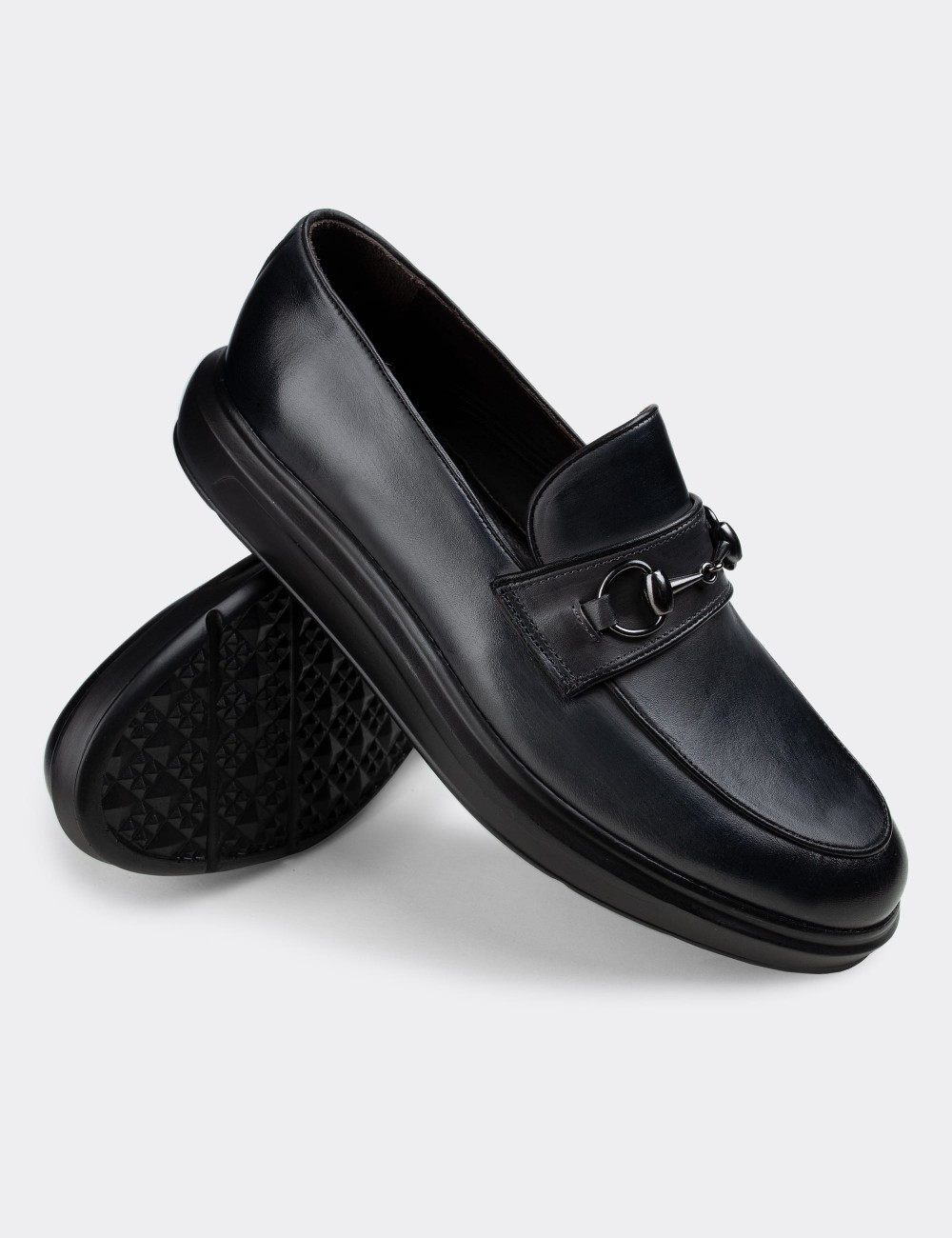 Gray  Leather Loafers - 01842MGRIP01