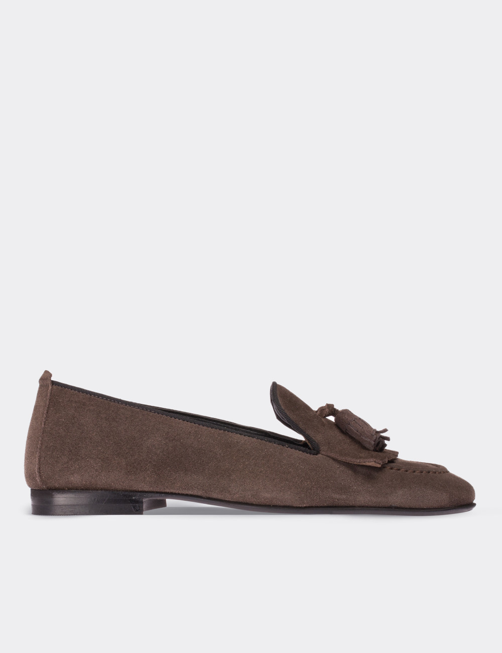 Brown Suede Leather Loafers - 01618ZKHVM02