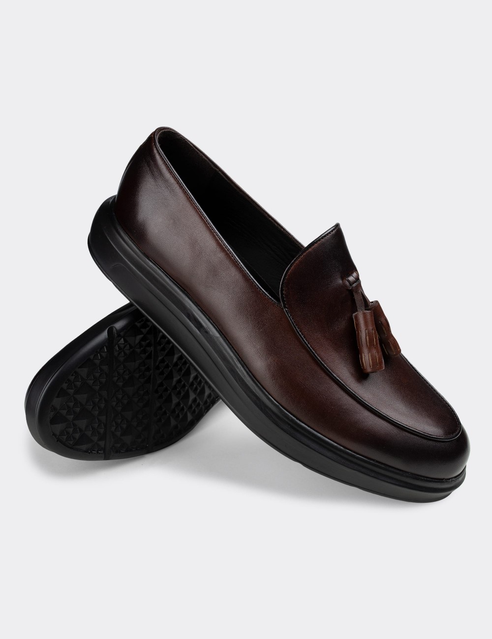 Brown  Leather Loafers - 01840MKHVP01