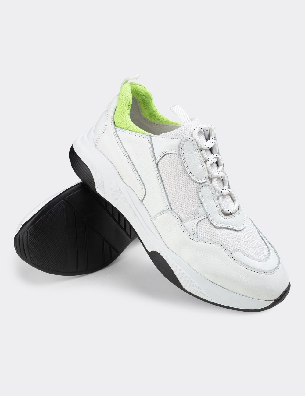 White  Leather Sneakers - 01724MBYZE01