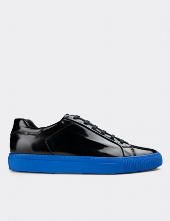 Black  Leather Sneakers - 01829MSYHC07