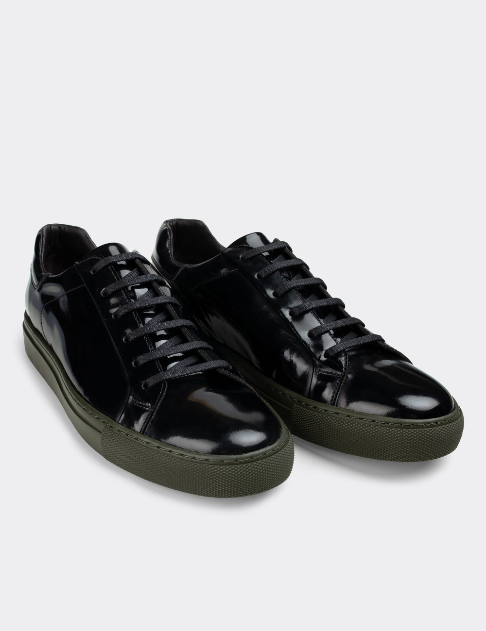 Black  Leather Sneakers - 01829MSYHC05