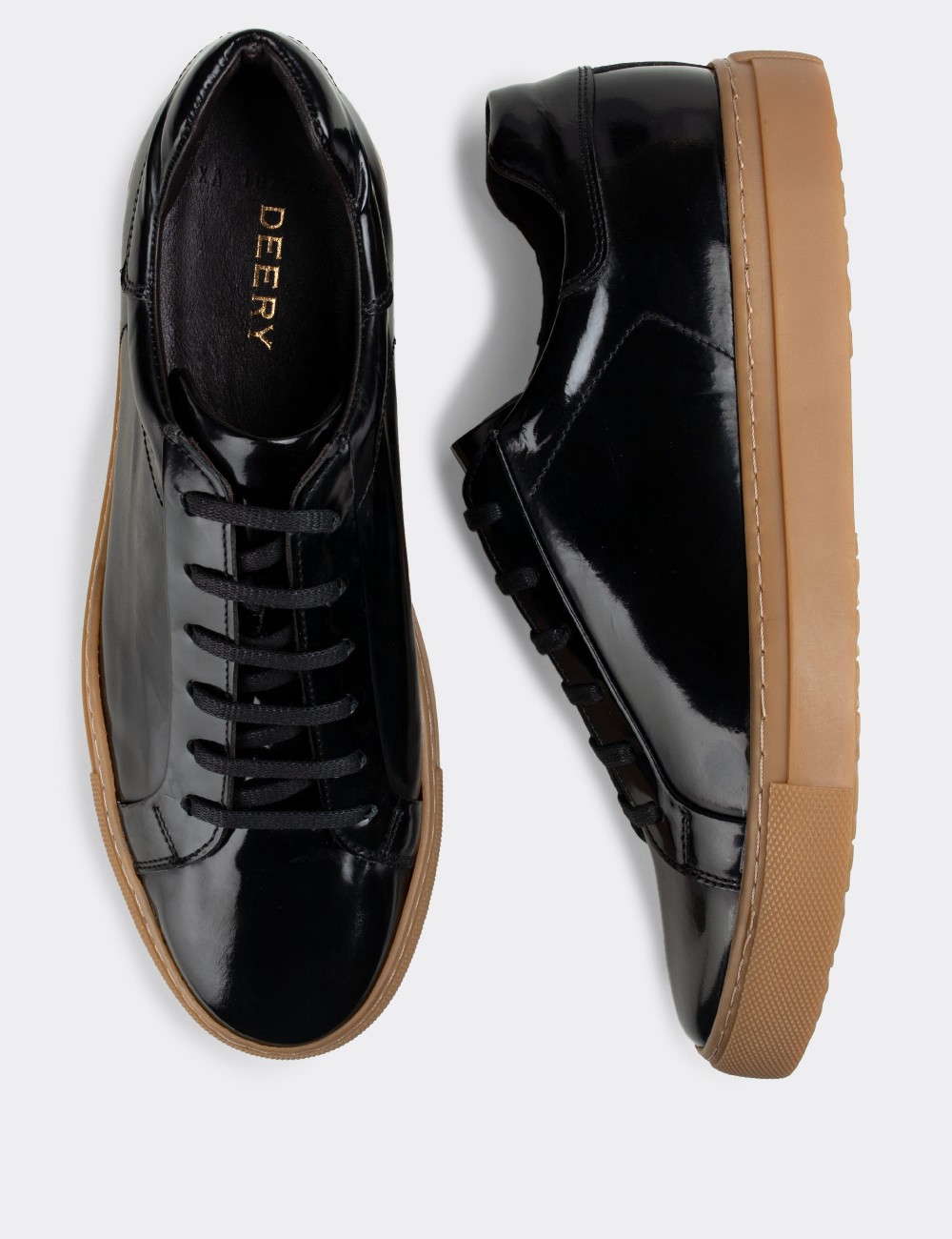 Black  Leather Sneakers - 01829MSYHC06