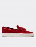 Red Suede Leather Sneakers