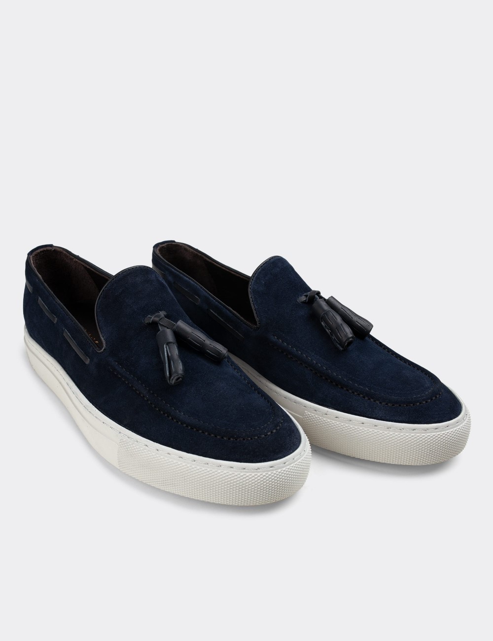 Navy Suede Leather Sneakers - 01836MLCVC01