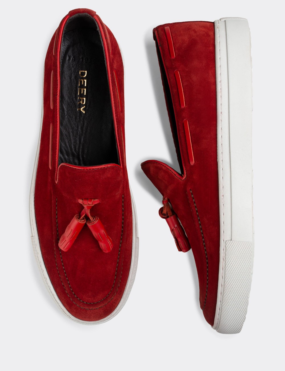 Red Suede Leather Sneakers - 01836MKRMC01