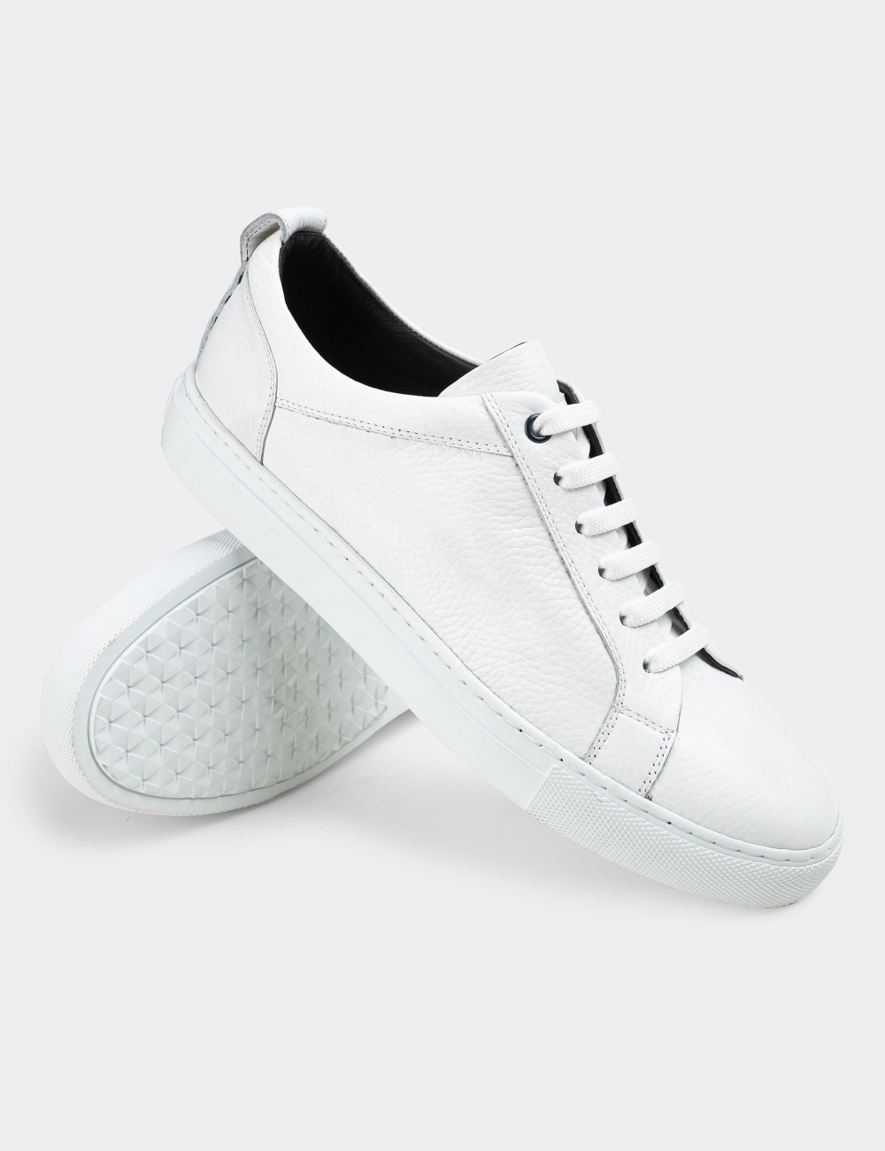 White  Leather Sneakers - 01837MBYZC01