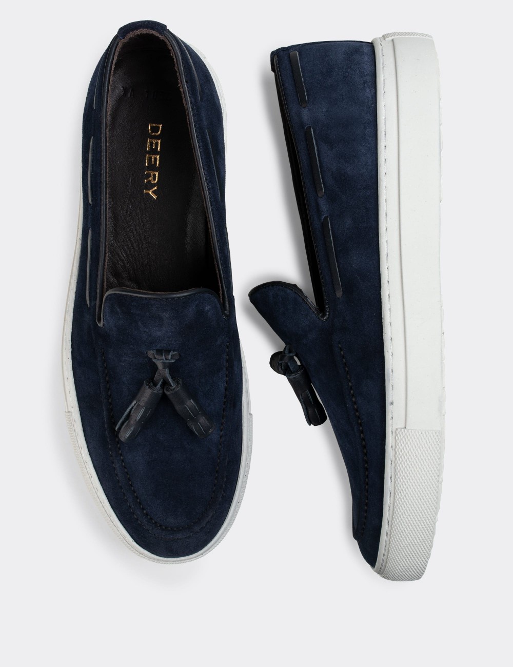 Navy Suede Leather Sneakers - 01836MLCVC01