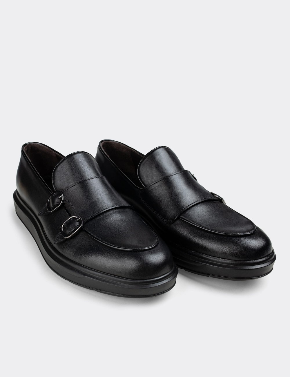 Black  Leather Loafers - 01843MSYHP02