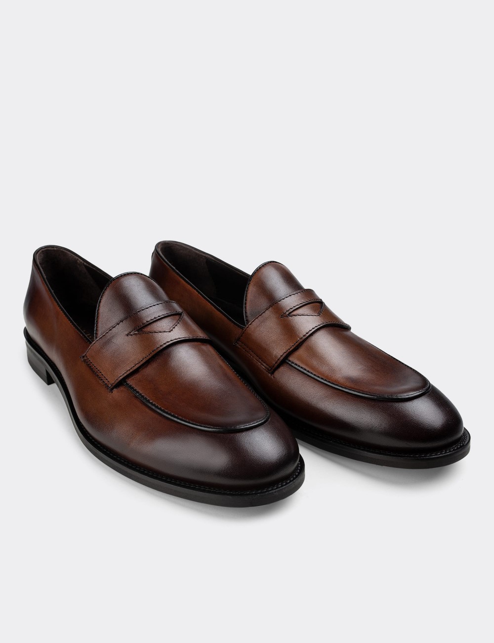Brown  Leather Loafers - 01845MKHVN01