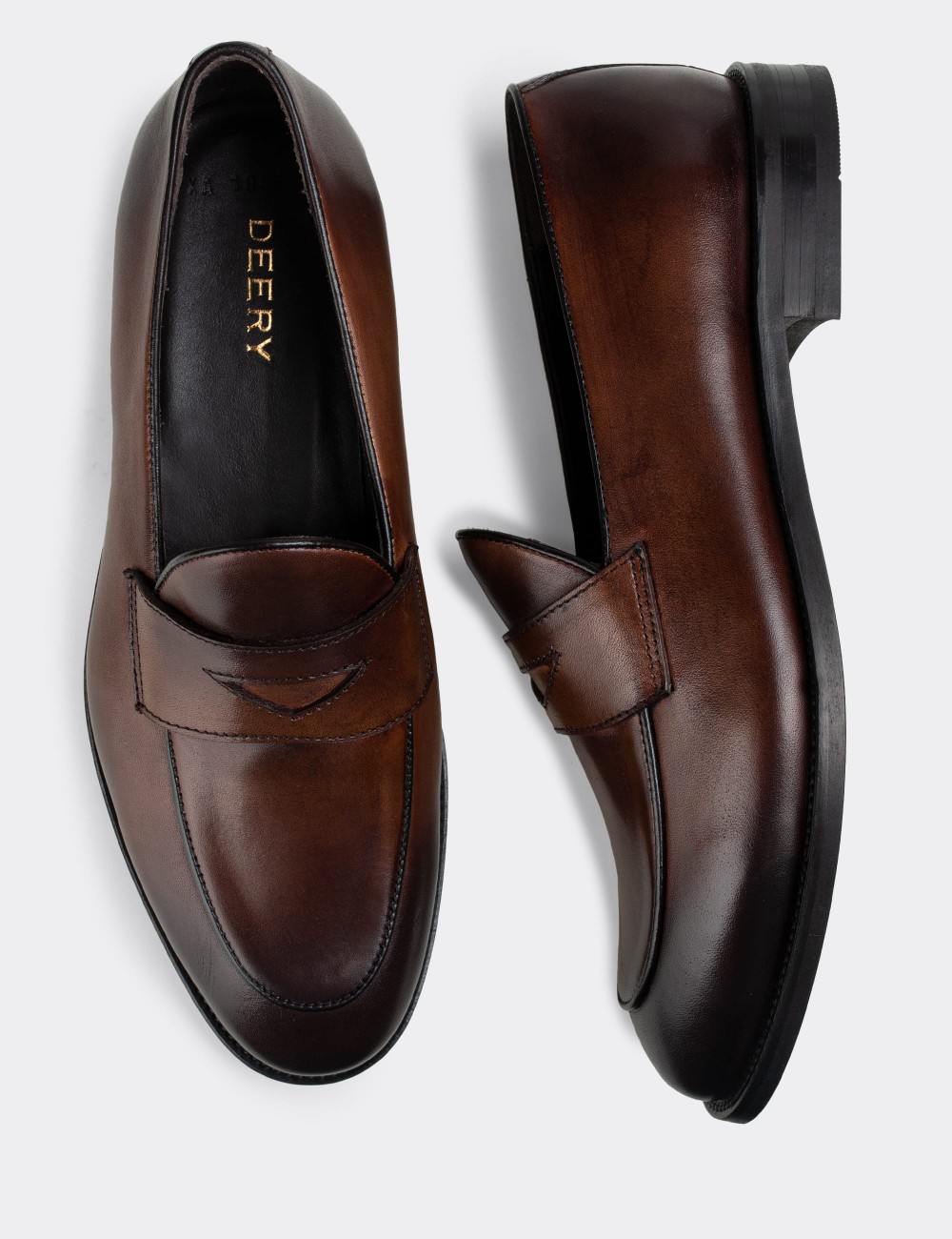 Brown  Leather Loafers - 01845MKHVN01