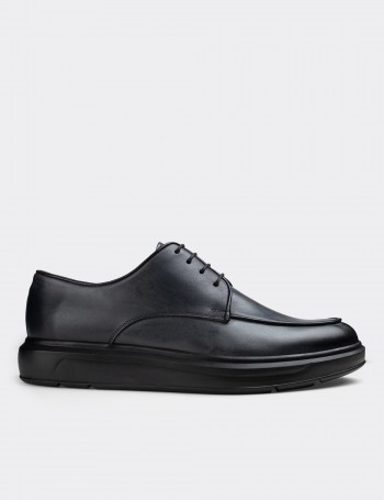 Gray  Leather Lace-up Shoes - 01841MGRIP01