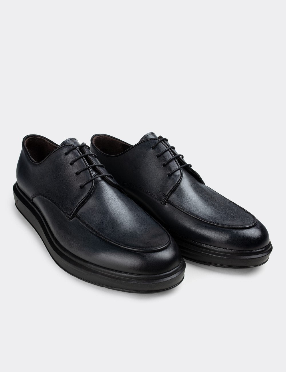 Gray  Leather Lace-up Shoes - 01841MGRIP01