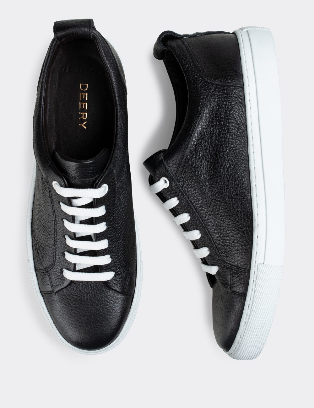 Black  Leather Sneakers - 01837MSYHC01