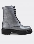 Gray  Leather Boots