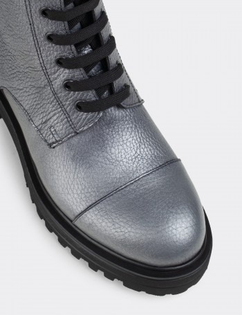 Gray  Leather Boots - 01802ZGRIE01