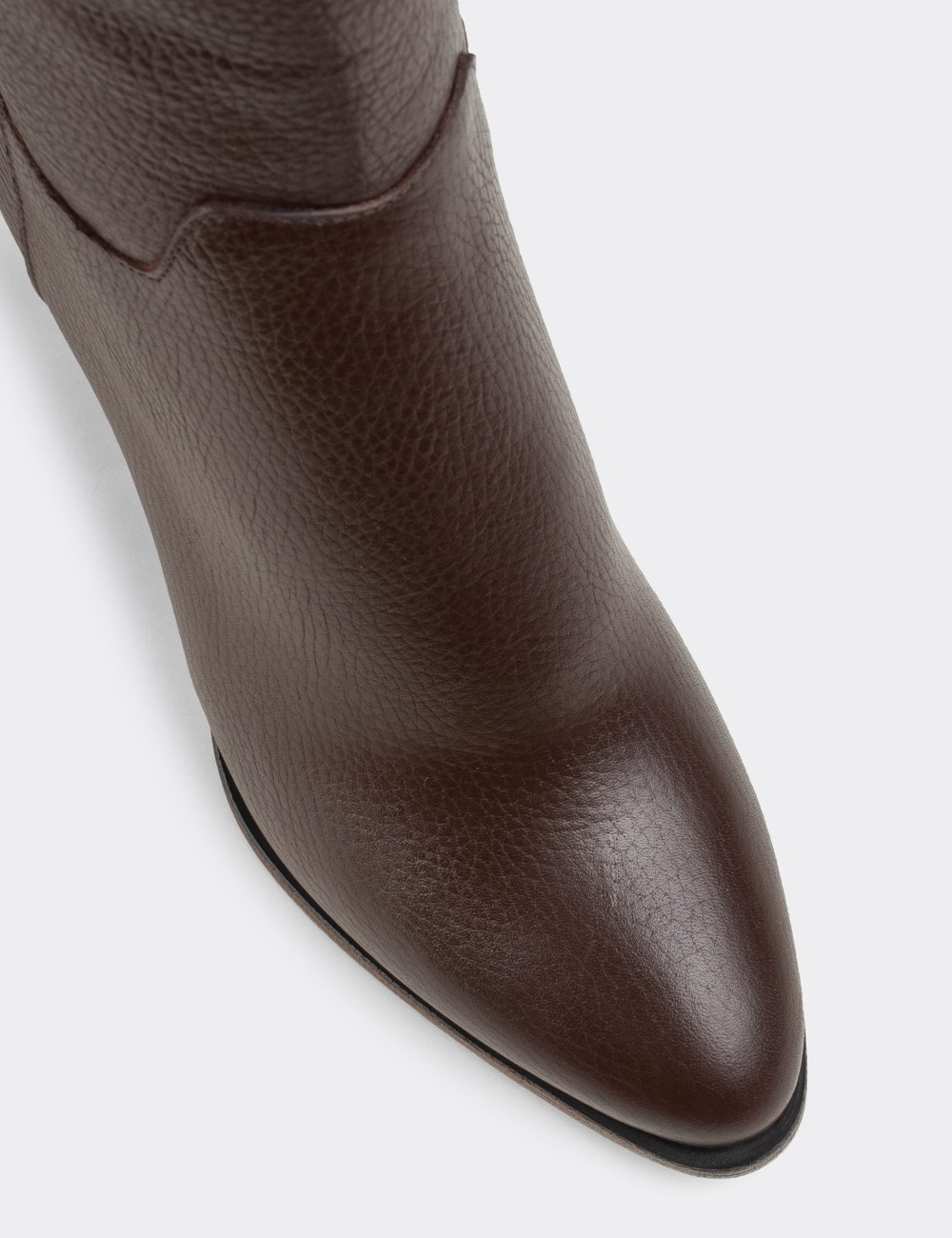 Brown  Leather Boots - E4411ZKHVC02