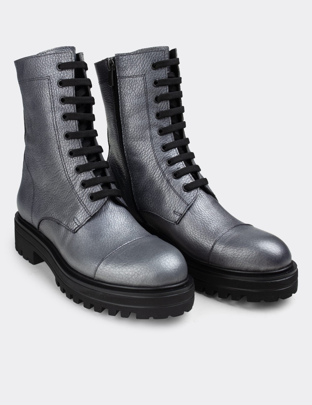 Gray  Leather Boots - 01802ZGRIE01