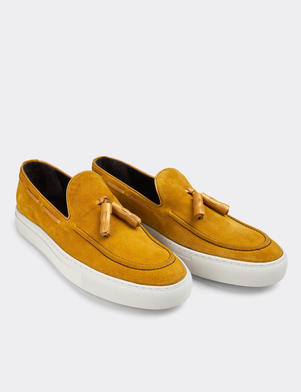 Yellow Suede Leather Loafers - 01836MSRIC01