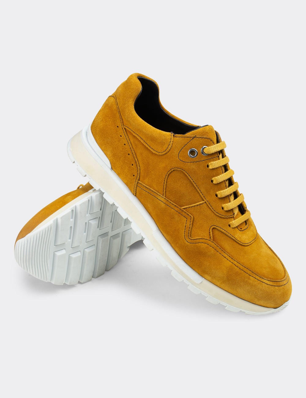 Yellow Suede Leather Sneakers - 01818MSRIT01
