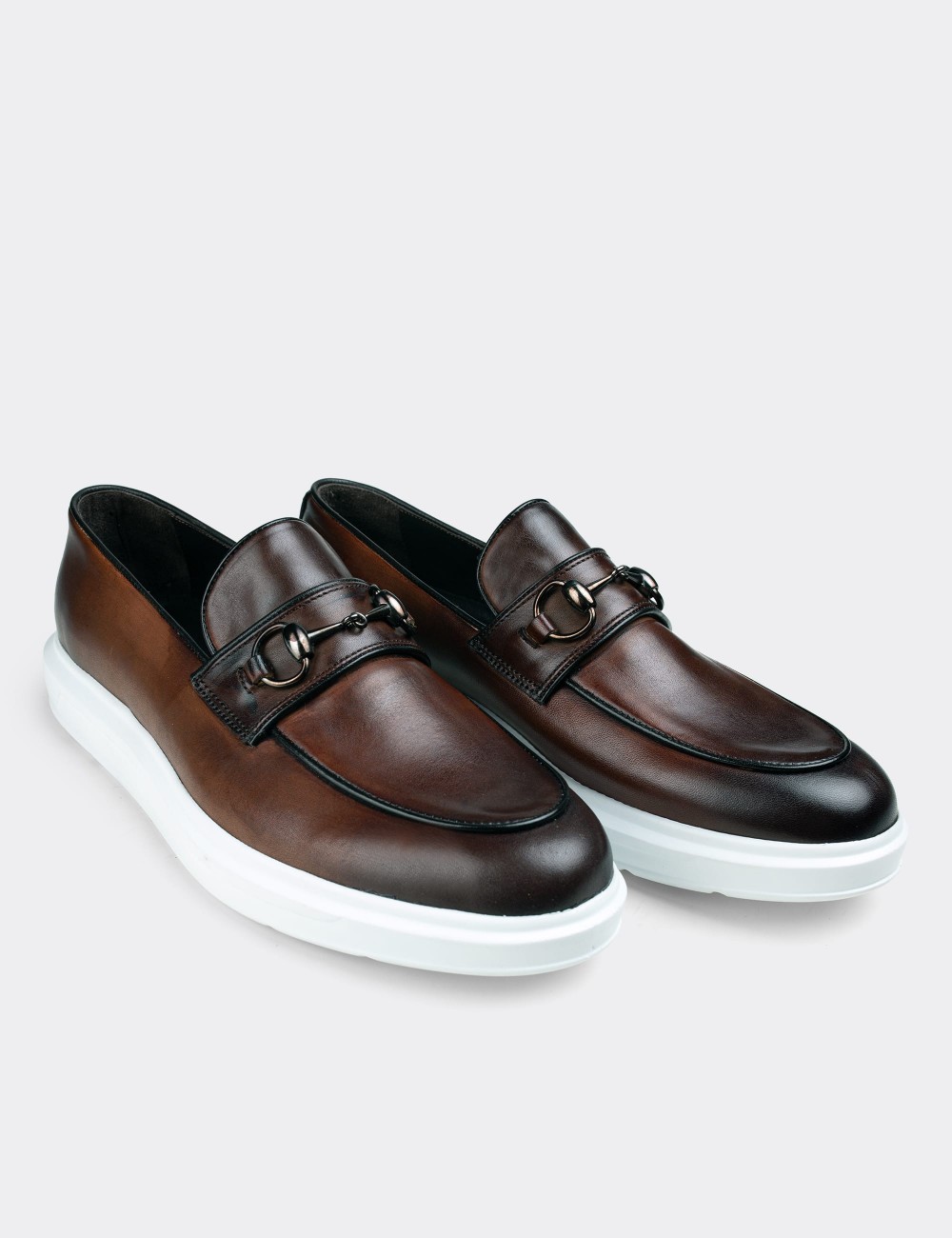Tan  Leather Comfort Loafers - 01842MTBAP01