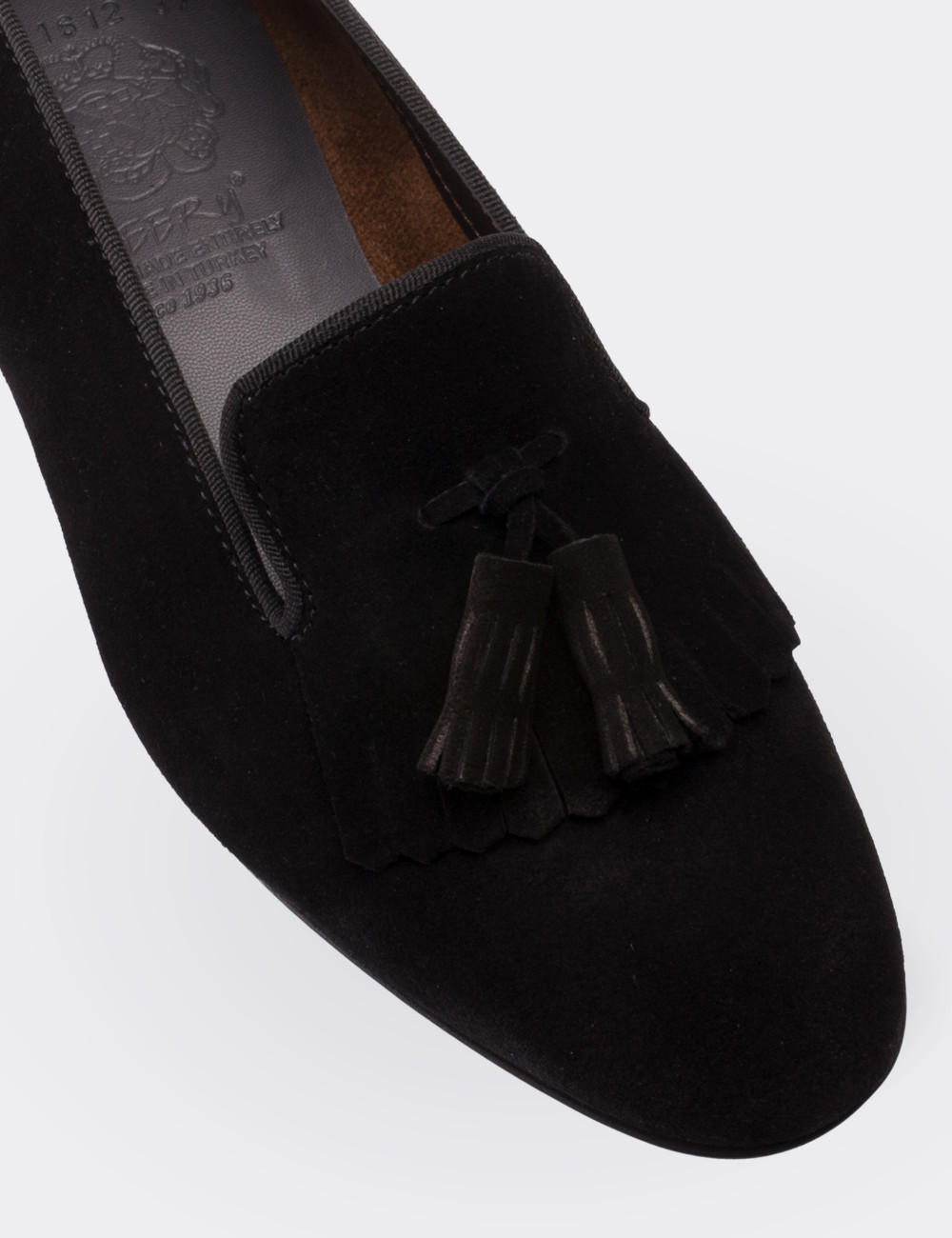 Black Suede Leather Loafers - 01612ZSYHM01