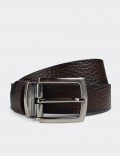  Leather Brown and Black Double Sided Men's Belt